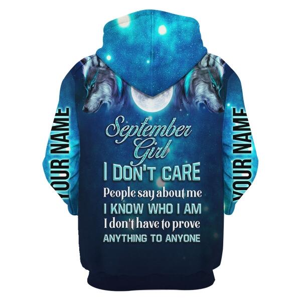 CustomsPig Personalized Tops September Girl I Don't Care All Over Printed