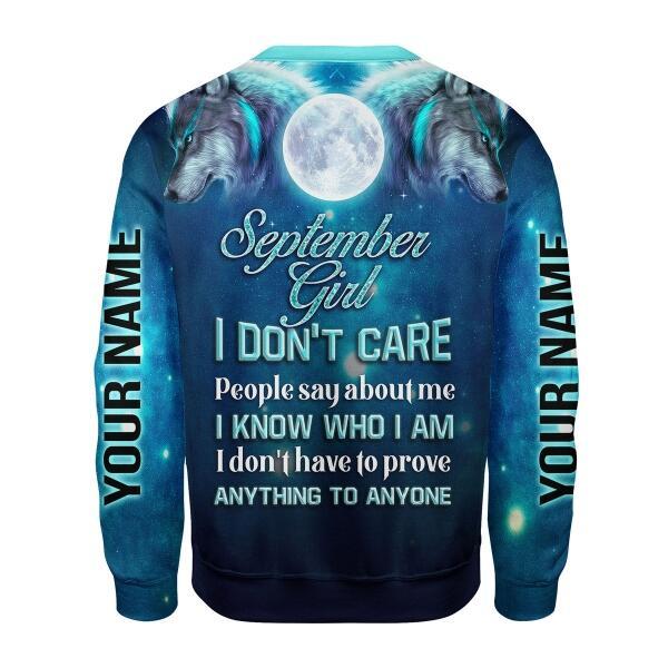 CustomsPig Personalized Tops September Girl I Don't Care All Over Printed