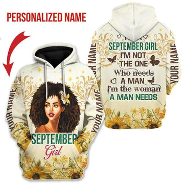CustomsPig Personalized Hoodie September Girl All Over Printed