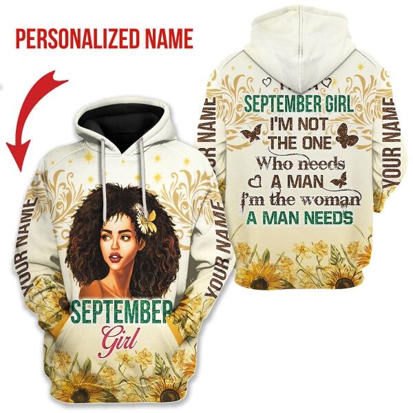 CustomsPig Personalized Hoodie September Girl All Over Printed
