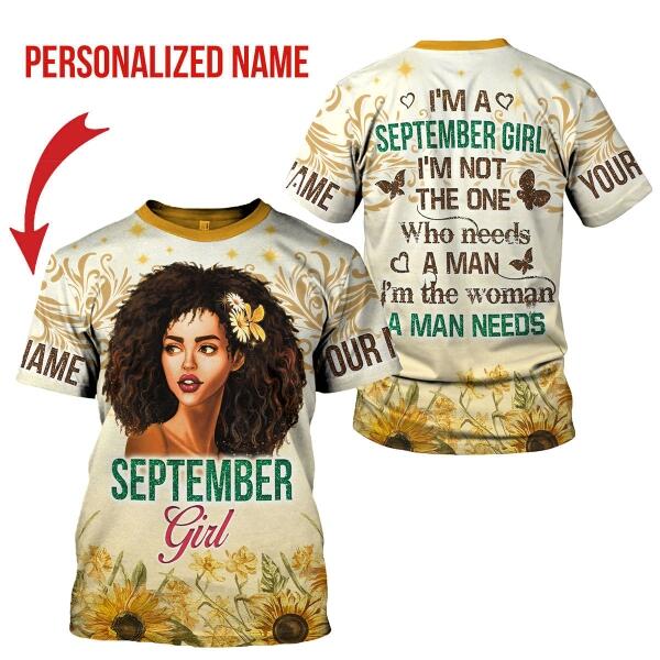 CustomsPig Personalized T-shirt September Girl All Over Printed
