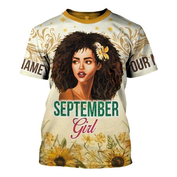 CustomsPig Personalized T-shirt September Girl All Over Printed
