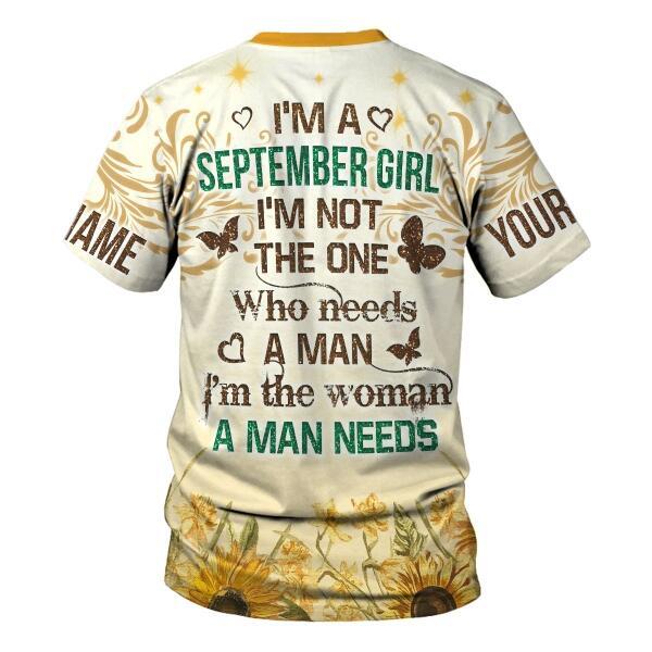 CustomsPig Personalized T-shirt September Girl All Over Printed