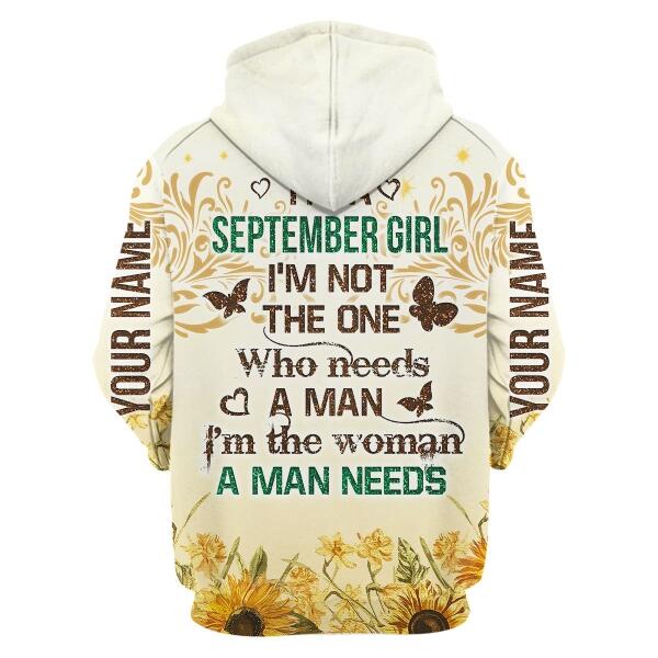 CustomsPig Personalized Zip Hoodie September Girl All Over Printed