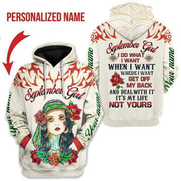 CustomsPig Personalized Hoodie September Girl All Over Printed
