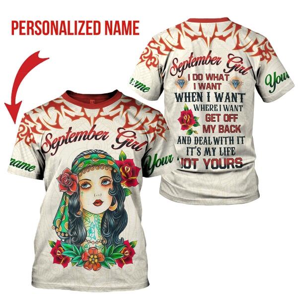 CustomsPig Personalized T-shirt September Girl All Over Printed