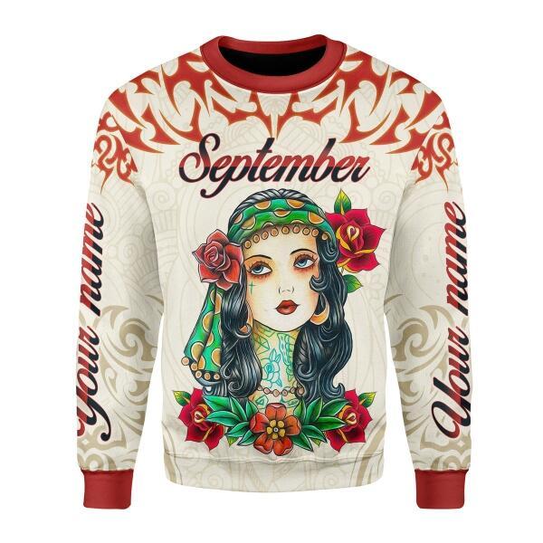 Customspig Personalized Sweatshirt September Girl All Over Printed