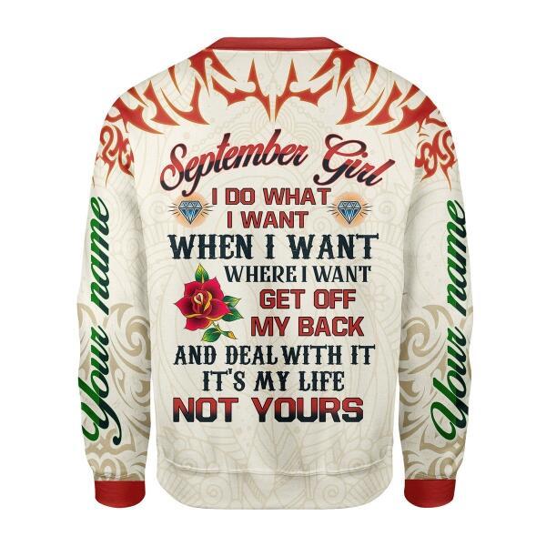 Customspig Personalized Sweatshirt September Girl All Over Printed