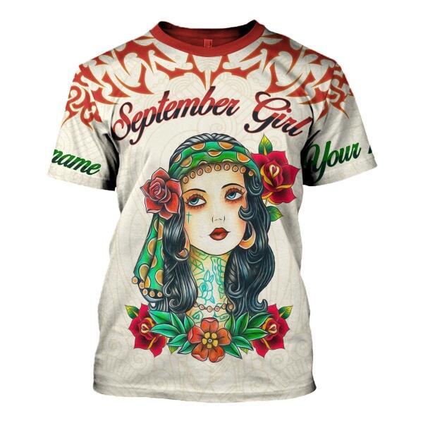 CustomsPig Personalized Tops September Girl All Over Printed