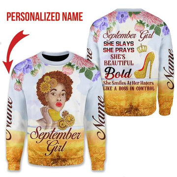 CustomsPig Personalized Tops September Girl All Over Printed