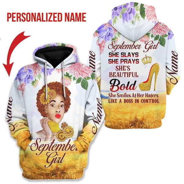 CustomsPig Personalized Hoodie September Girl All Over Printed