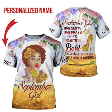 CustomsPig Personalized T-shirt September Girl All Over Printed