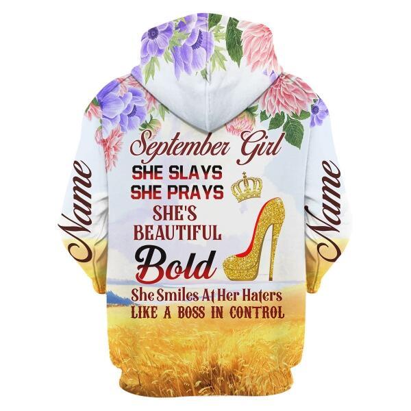 CustomsPig Personalized Zip Hoodie September Girl All Over Printed