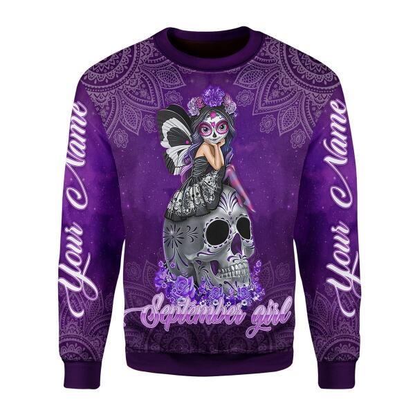 CustomsPig Personalized Ugly Sweater September Girl All Over Printed