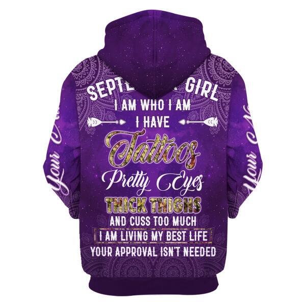 CustomsPig Personalized Hoodie September Girl All Over Printed