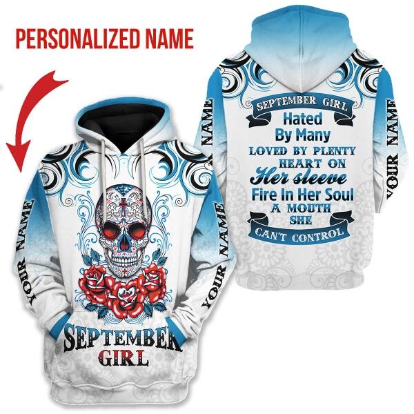 CustomsPig Personalized Hoodie September Girl Rose All Over Printed