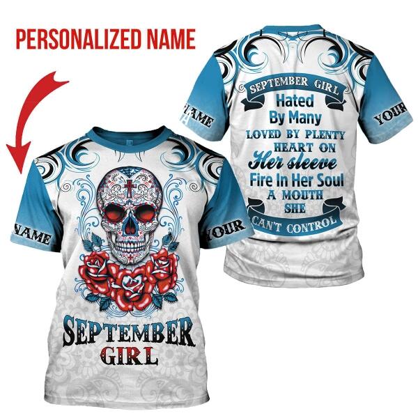 CustomsPig Personalized T-shirt September Girl Rose All Over Printed