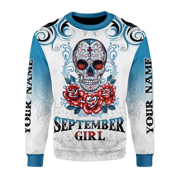 Customspig Personalized Sweatshirt September Girl Rose All Over Printed