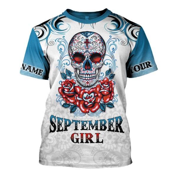 CustomsPig Personalized T-shirt September Girl Rose All Over Printed