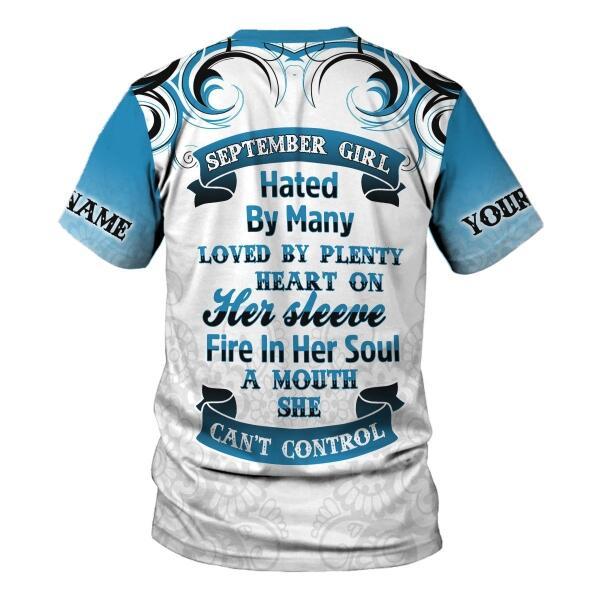 CustomsPig Personalized T-shirt September Girl Rose All Over Printed