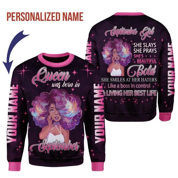 Customspig Personalized Sweatshirt September Girl All Over Printed