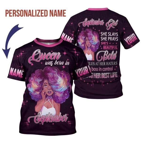 CustomsPig Personalized T-shirt September Girl All Over Printed