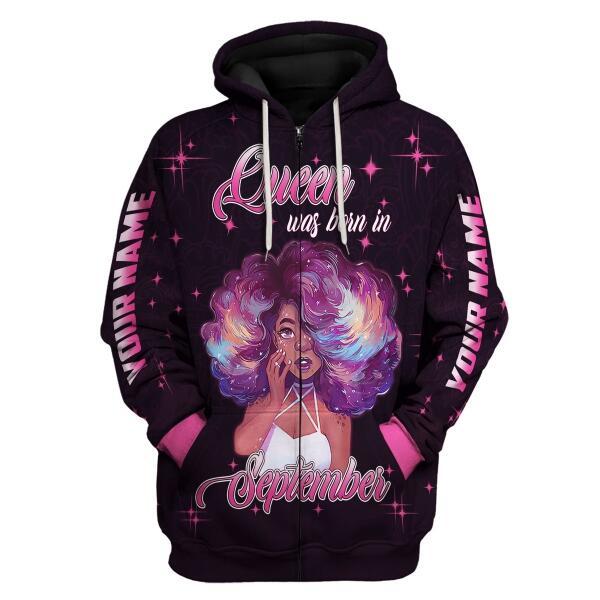 CustomsPig Personalized Zip Hoodie September Girl All Over Printed