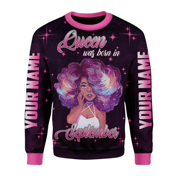 CustomsPig Personalized Ugly Sweater September Girl All Over Printed