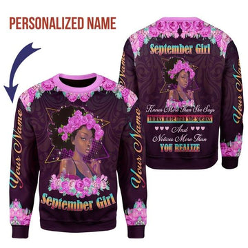 Customspig Personalized Sweatshirt September Girl All Over Printed