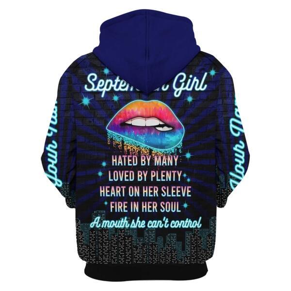 CustomsPig Personalized Zip Hoodie September Girl All Over Printed