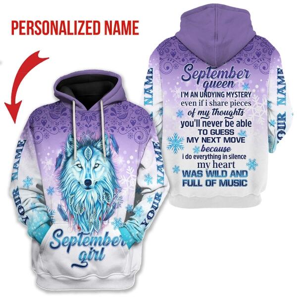 CustomsPig Personalized Hoodie I'm A September Queen All Over Printed