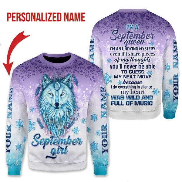 Customspig Personalized Sweatshirt I'm A September Queen All Over Printed