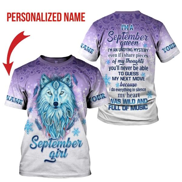 CustomsPig Personalized T-shirt I'm A September Queen All Over Printed