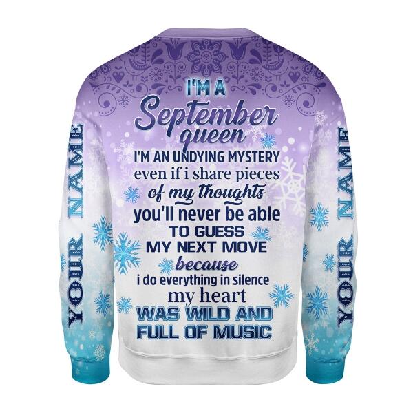CustomsPig Personalized Ugly Sweater I'm A September Queen All Over Printed