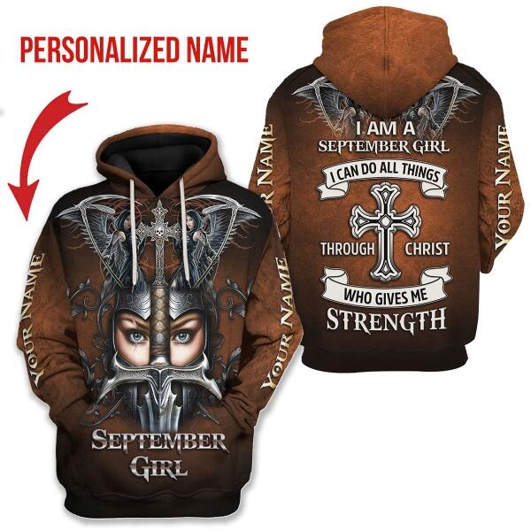 CustomsPig Personalized Hoodie September Girl All Over Printed