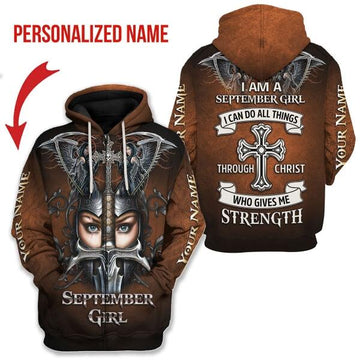CustomsPig Personalized Zip Hoodie September Girl All Over Printed