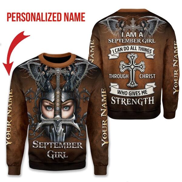 CustomsPig Personalized Ugly Sweater September Girl All Over Printed