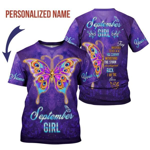 CustomsPig Personalized T-shirt September Girl All Over Printed