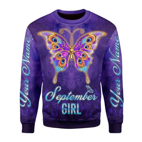 CustomsPig Personalized Ugly Sweater September Girl All Over Printed