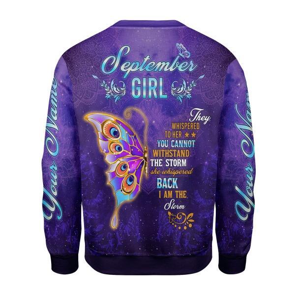 Customspig Personalized Sweatshirt September Girl All Over Printed