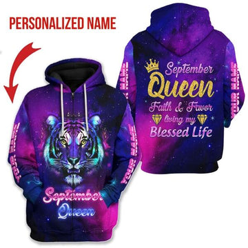 CustomsPig Personalized Zip Hoodie Septepmber Queen All Over Printed