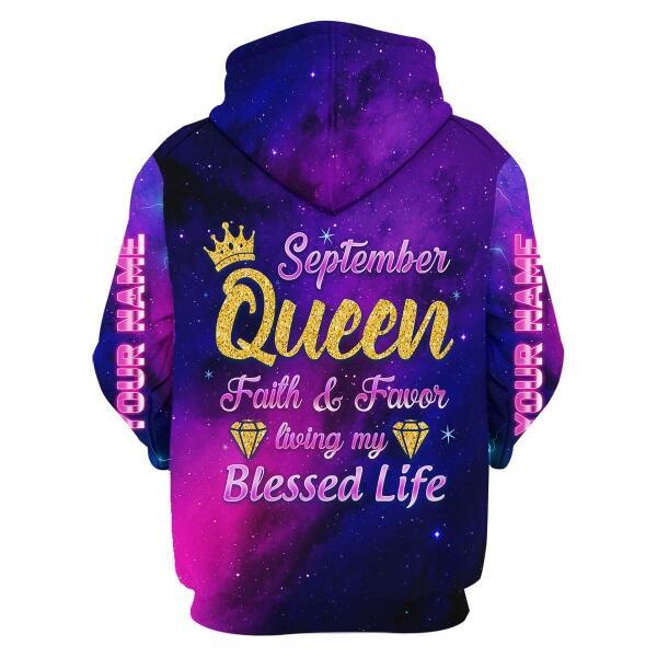 CustomsPig Personalized Zip Hoodie Septepmber Queen All Over Printed