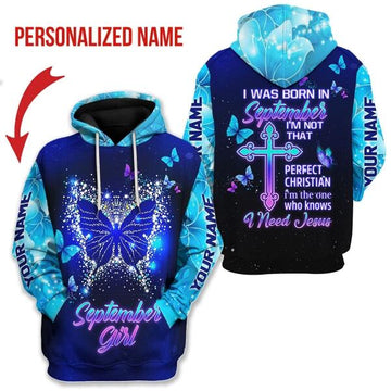 CustomsPig Personalized Hoodie September Girl All Over Printed