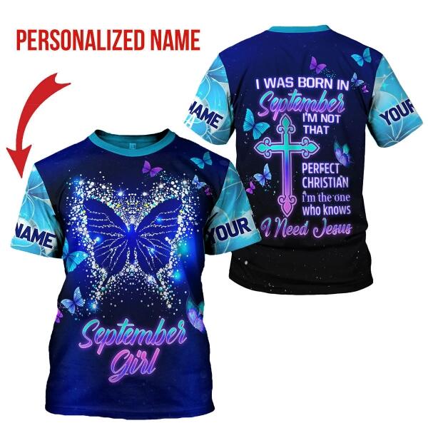 CustomsPig Personalized T-shirt September Girl All Over Printed