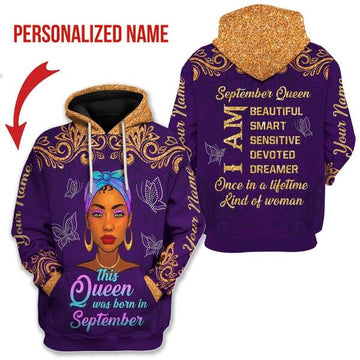 CustomsPig Personalized Hoodie September Queen All Over Printed