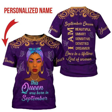 CustomsPig Personalized T-shirt September Queen All Over Printed