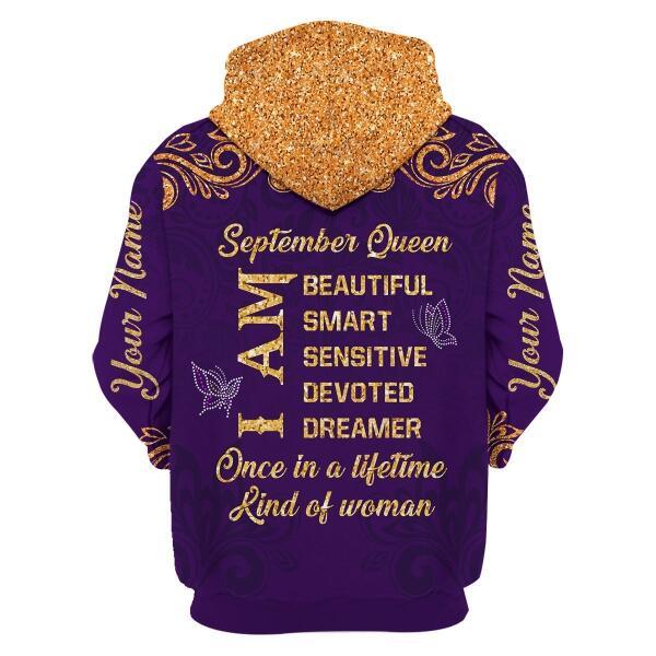 CustomsPig Personalized Zip Hoodie September Queen All Over Printed