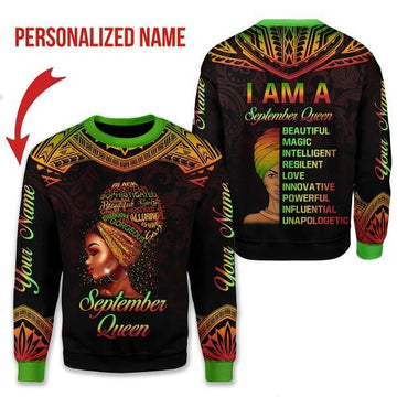 CustomsPig Personalized Ugly Sweater September Queen All Over Printed