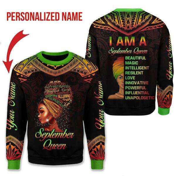 CustomsPig Personalized Ugly Sweater September Queen All Over Printed