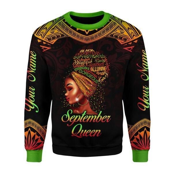 CustomsPig Personalized Ugly Sweater September Queen All Over Printed